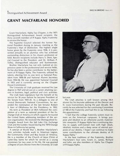 Distinguished Achievement Award: Grant MacFarlane Honored